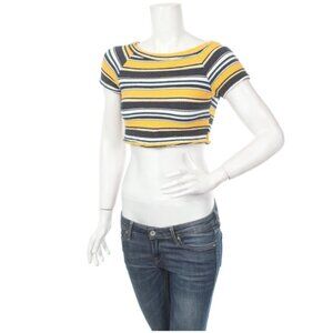 Zara Trafaluc Multicolor Boho Striped Crop Top Women's Size Small